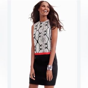 LOFT Linen Snake Print Sleeveless Knee Length Dress